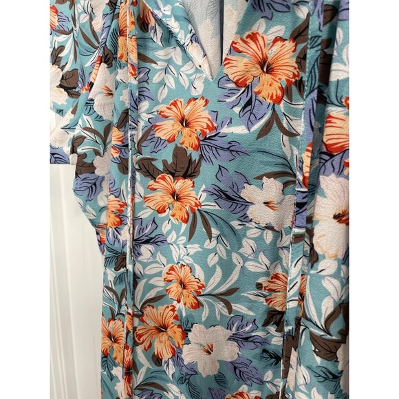 SimpleFun Floral V Neck Blouse Womens 2XL Blue Multi Summer Bohemian Hippie NEW - Picture 4 of 7